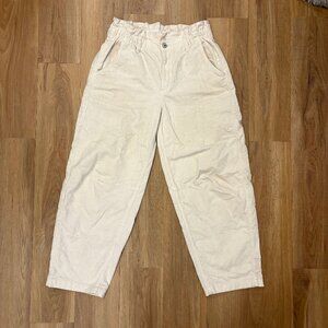 American Eagle Barrel Corduroy Jeans Size 6 White | High Waist Soft Corduroy